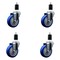 Service Caster 4'' Blue Poly Wheel Swivel 1-1/2'' Expanding Stem Caster Set, 4PK SCC-EX20S414-PPUB-BLUE-112-4 - alternate 1